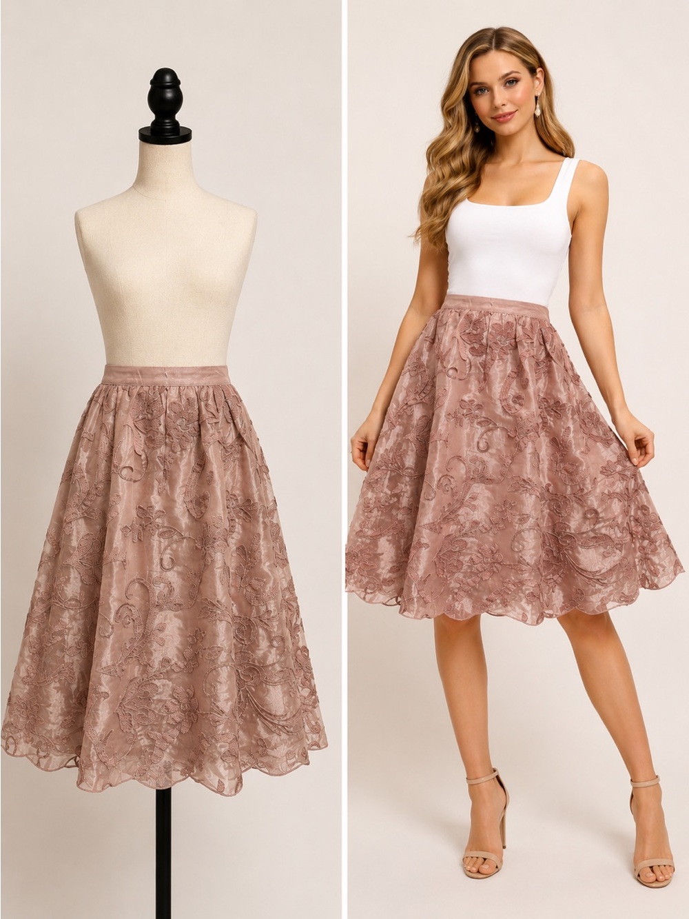 Anthro Maeve Shannon Embroidered Midi Skirt M Pink A-Line Floral NWOT